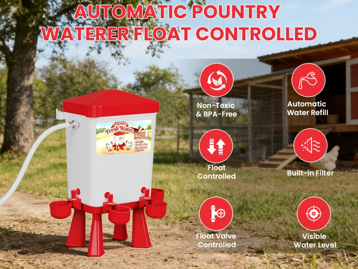 Chicken Waterer | Float Valve Hose Connect Continuous Auto Chick Duck