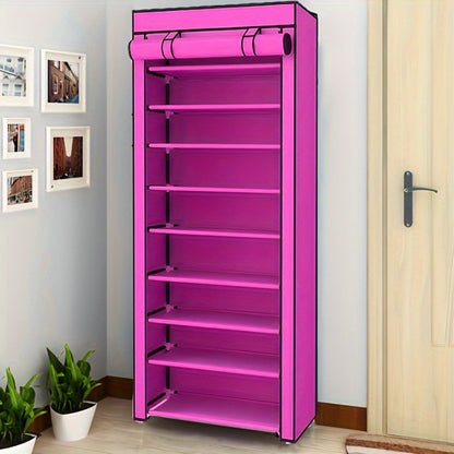 10-Layer Shoe Rack with Dust Cover – Non-Woven Portable Shoe Cabinet Organizer for Entryway, Bedroom & Dormitory Storage