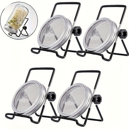 Sprouting Lids for Mason Jars 316 Stainless Steel Screen | 2pcs Lids & 2pcs Stands Wide Mouth Germination Kit | Bean Sprouts Broccoli Alfalfa Salad Seeds