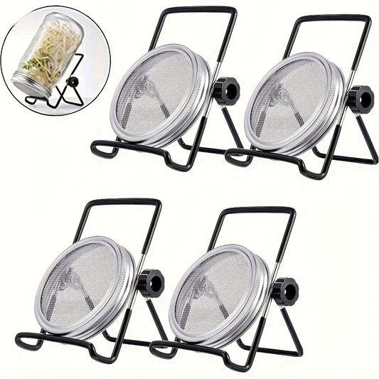 Sprouting Lids for Mason Jars 316 Stainless Steel Screen | 2pcs Lids & 2pcs Stands Wide Mouth Germination Kit | Bean Sprouts Broccoli Alfalfa Salad Seeds