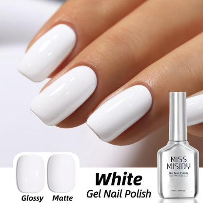 Gel Nail Polish – Odorless Black & White 0.54oz MISS MISIDY Soak-Off UV LED Durable High Gloss – Self-Leveling Easy Application for…