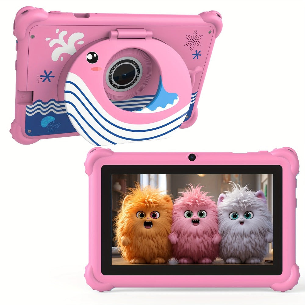 PEICHENG 7 Inch Kids Tablet with Silicone Case – Eye Protection Screen, WiFi, 2GB RAM 32GB ROM, Dual Camera, Parental Control, Educational Games, Android Tablet Gift for Kids Blue Pink