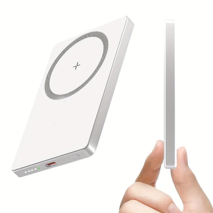 19W Fast Wireless Charging Power Bank 5000mAh Magnetic – High-Speed Mobile Charger with MagSafe-Compatible Snap-On Design, Slim Portable Battery Pack for iPhone 16 15 14 13 12 & Android Devices