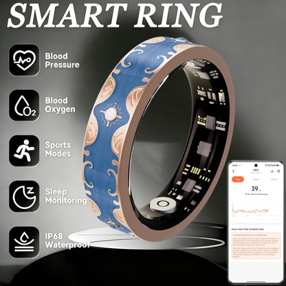 Smart Ring for Women Health & Sleep Tracker No Subscription – 24/7 Heart Rate Stress Fitness Monitoring, Gesture Photo Control, Strava Sync, iPhone & Android Compatible, Navy Blue & Sunset Purple US Size 7 9 10