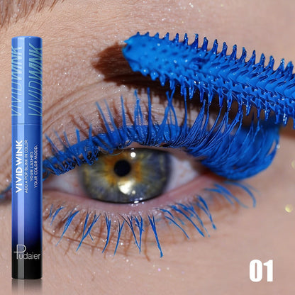 5-Shade Waterproof Colored Mascara for Women — Smudge-Proof Clump-Free Long-Lasting Vivid Formula, Bold Eye Makeup for Stage Cosplay Festival Everyday Wear, Blue Green Pink Purple Black