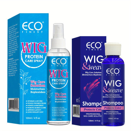 Wig Care Spray and Shampoo Set Anti-Frizz Deep Clean for Synthetic Human Hair & Braided Wigs – Extends Wig Life Restores Softness & Shine Easy Maintenance 1 Set