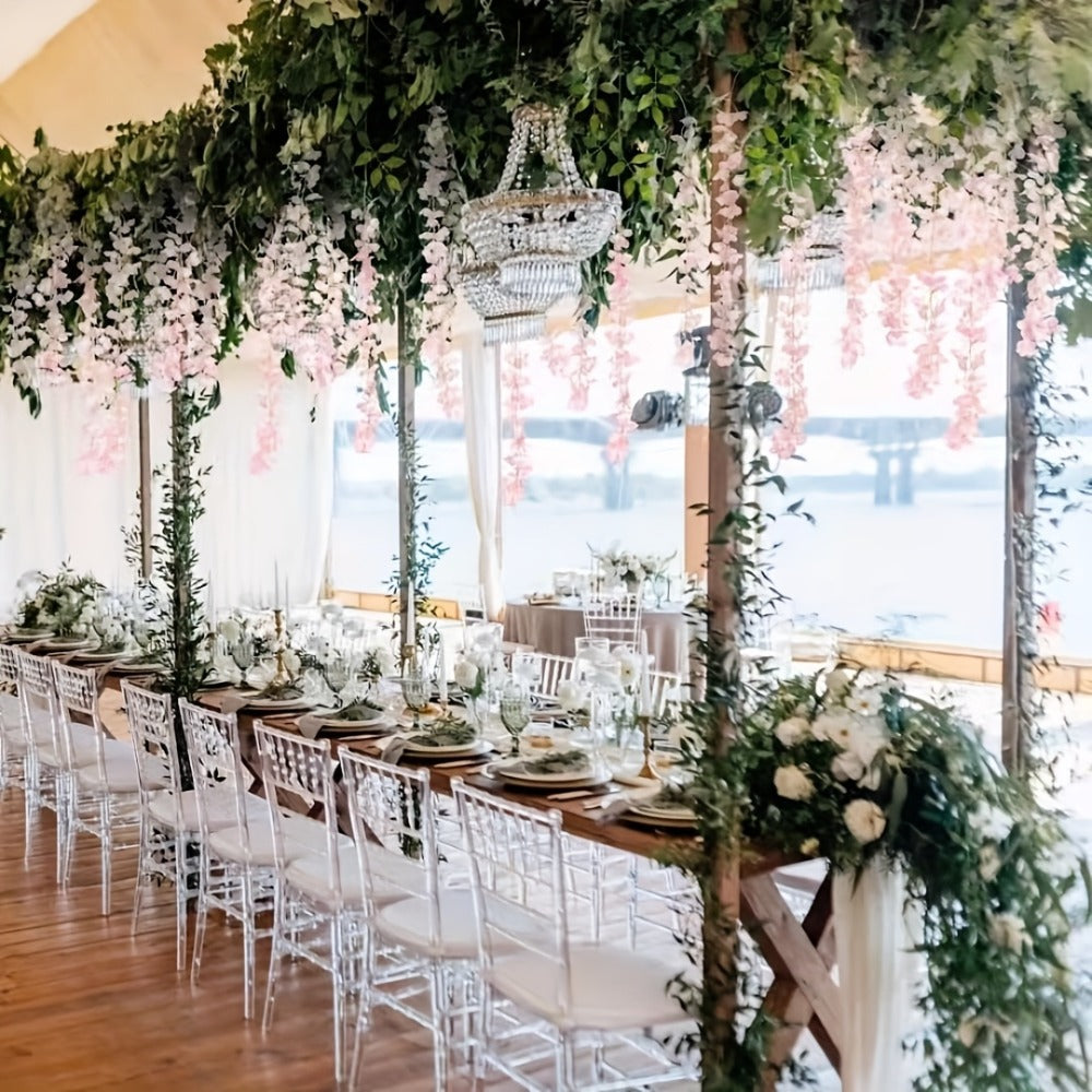 Artificial Flowers 24-Piece Light Pink Wisteria Vine Garland for Wedding Arches, Walls and Backdrops