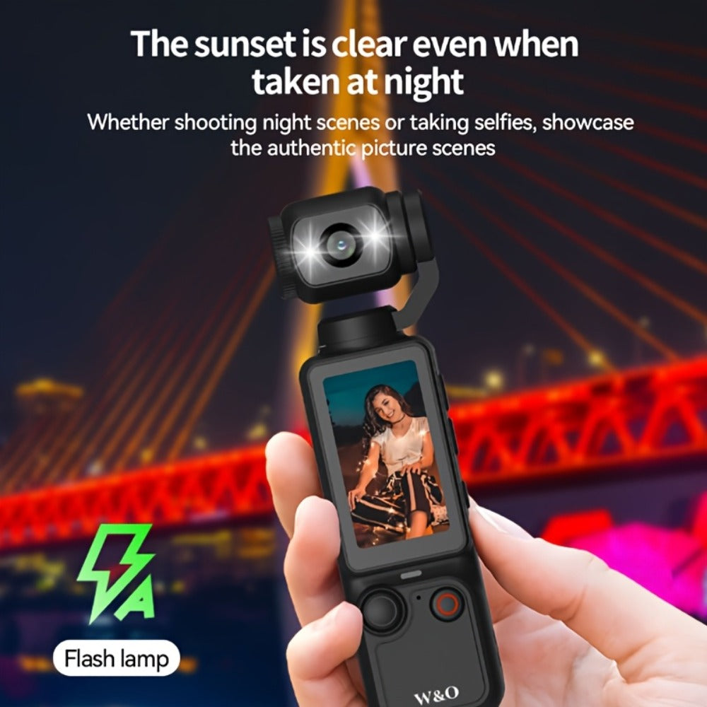 4K UHD Vlogging Action Camera 180° Rotating Lens Anti-Shake 1.9" Screen 2000mAh Battery – Lightweight Travel Cam with Image Stabilization for Vlogging, Hiking & Outdoor Sports | Gift for Teens & Adults