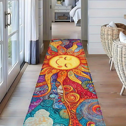Boho Runner Rug Mandala Non-Slip Washable Soft Polyester Kitchen Hallway Mat Sun Totem Colorful Pattern Living Room Bathroom 5 Designs