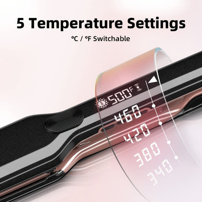 Plasma Ionic Hair Straightener Flat Iron 500°F with PTC Ceramic Oil Plates, LCD Display & 60-Min Auto Off — Frizz Control Professional Flat Iron for All Hair Types, 1" & 1.77" Plates