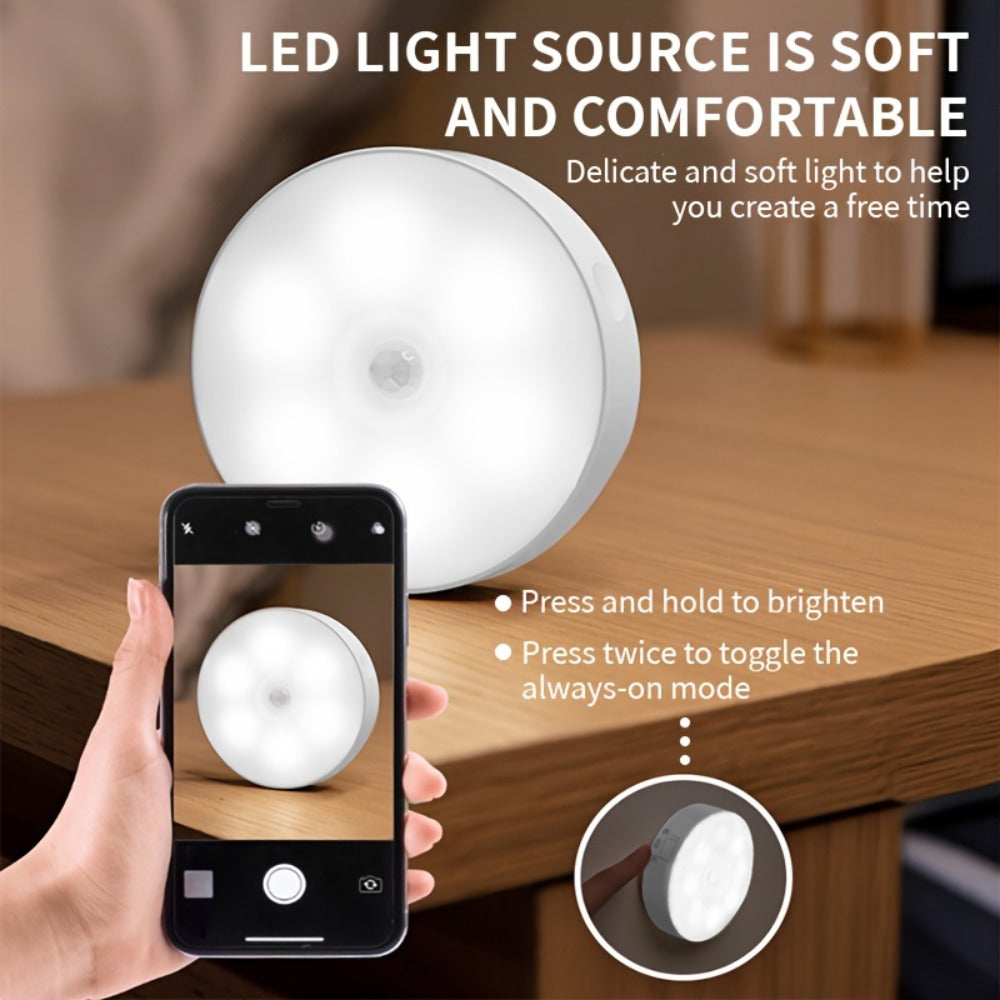 Night Light Motion and Light Sensor 6-Pack with USB Rechargeable Power in Warm White or White LED Options