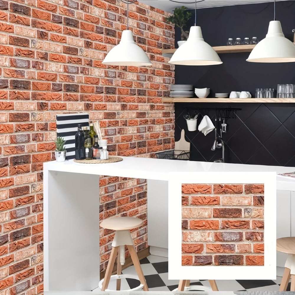 Twenty-Piece Vintage Brick and Stacked-Stone Wall Tile Sticker Set in Pattern 579, 566 or 576