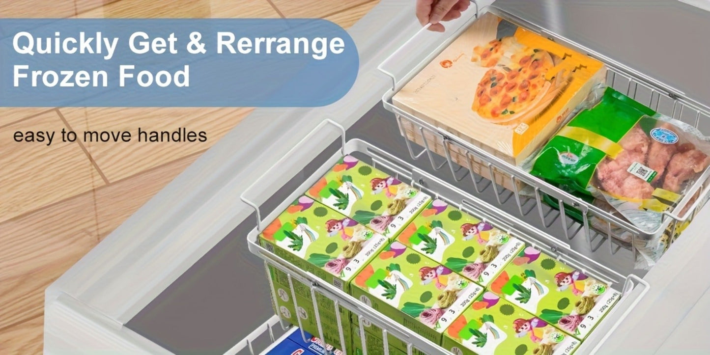 Expandable Wire Freezer Organizer Basket Set with Hanging Handles and 15.6- to 24.3-Inch Width Options