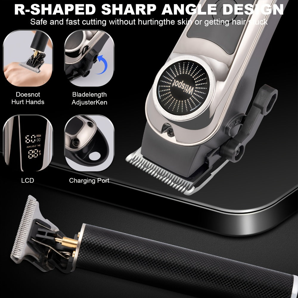 Cordless Hair Clipper & Beard Trimmer Set for Men — USB Rechargeable with Battery Indicator, 4 Comb Attachments, Professional Home Barber Kit for Hair Cutting & Grooming, Travel-Ready Gift for Men