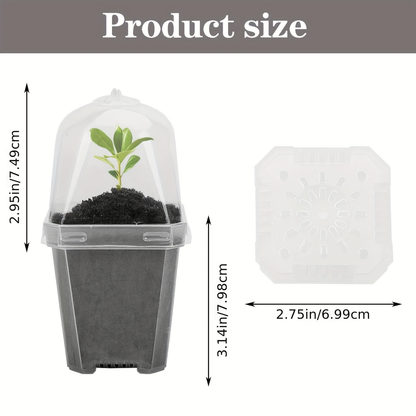Clear Nursery Pot Set with Humidity Dome Lids, Vent Controls and Protected 30-Piece Checkout Label