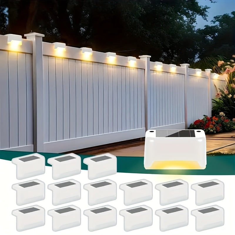 Solar Powered LED Deck Lights – Auto On/Off Outdoor Step Lights for Stairs, Fence, Pathway & Patio, 12-Hour Continuous Lighting, Weatherproof Solar Stair Lights for Garden, Yard & Commercial Use