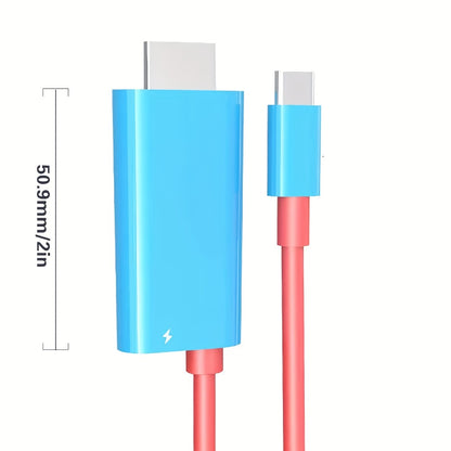USB C to HDMI Cable 4K 30Hz for Nintendo Switch OLED - PD 100W Charging Portable USB-C HDTV Adapter for Laptop Tablet Phone MacBook