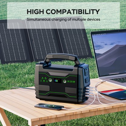 Portable Power Station 155WH/222WH with Solar Panel Option - Solar Generator, Lithium Battery Pack, AC Outlet, USB, LED Light for Camping, RV, Home Emergency Backup, Laptop, Outdoor Use