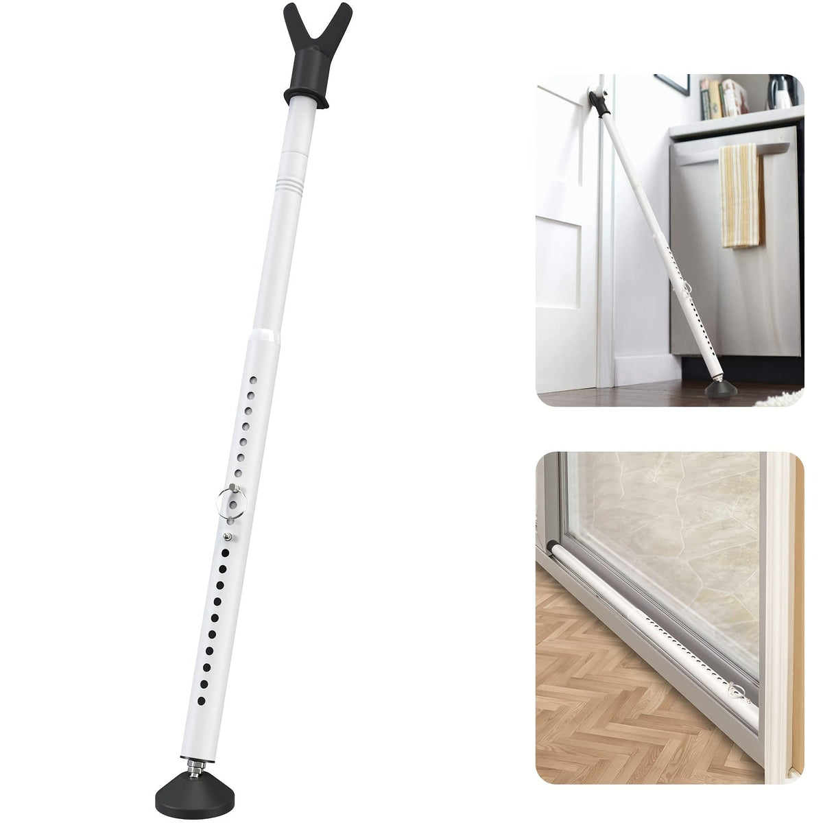 Door Security Bar Adjustable 28-45 Inch, Door Barricade Bar with Anti-Slip Base, Fits Standard & Sliding Doors
