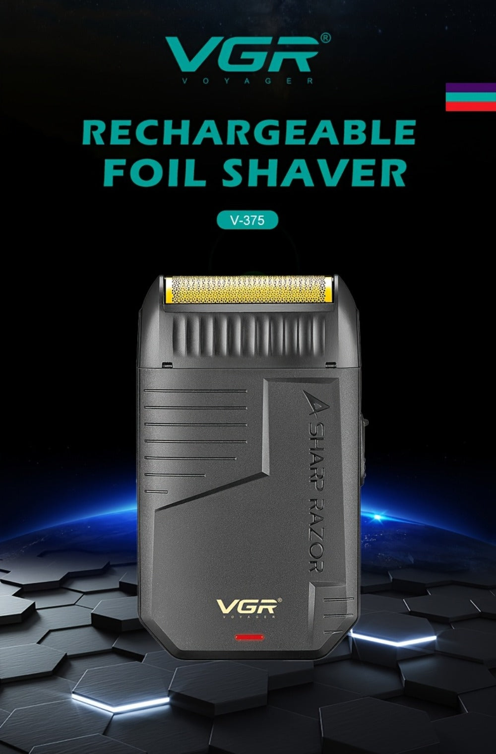 Electric Shaver VGR Cordless Foil Razor with USB Rechargeable Power in Black, Models V-363 or V-375