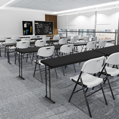 Narrow White 6-Foot Portable Folding Table with Rectangular Top and Folding Gray Leg Frame