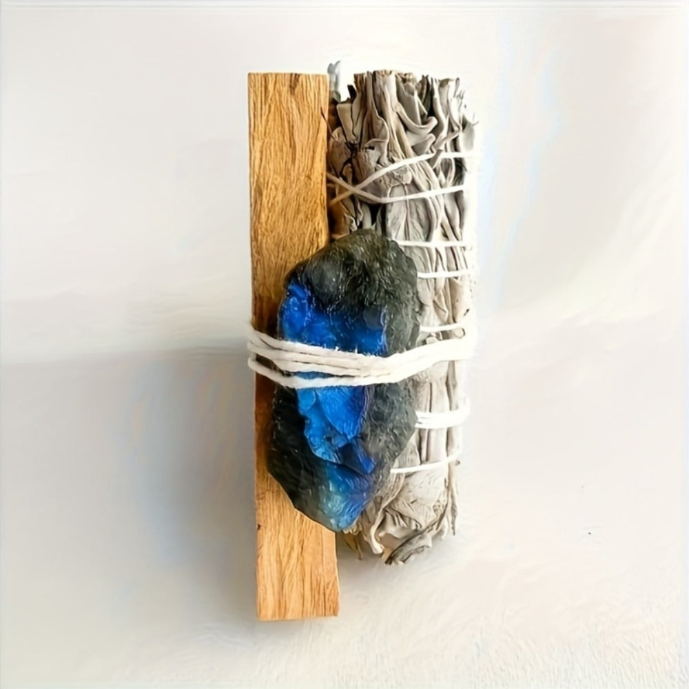 Natural White Sage and Random Crystal Decor Set for Meditation Spaces, Displays and Seasonal Gifts