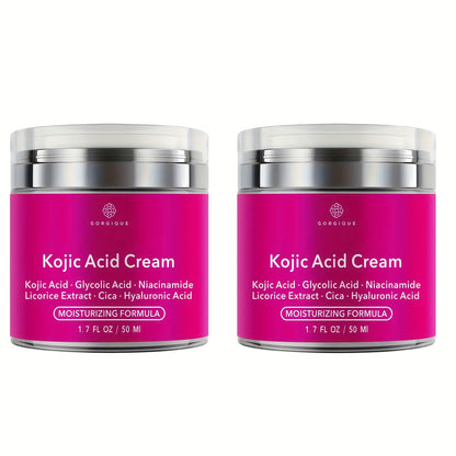 Face Cream Kojic Acid and Hyaluronic Acid 50ml Formula in One-Jar or Two-Jar Pack Options for AM and PM Use