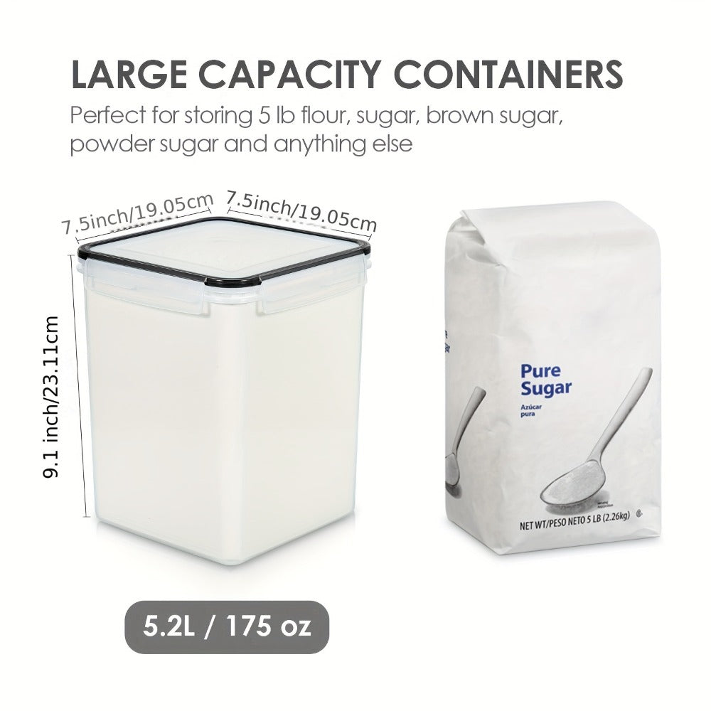 Pantry Canister Food Storage Organizer Four-Pack with 5.2L BPA-Free Containers and Measuring Cups