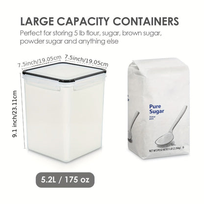 Pantry Canister Food Storage Organizer Four-Pack with 5.2L BPA-Free Containers and Measuring Cups