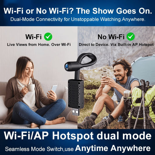 Security Camera Mini 1024P Three-Pack with AP Hotspot, Flexible Lens, Plug-In Power and Motion Detection
