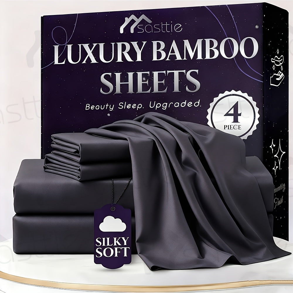 Four-Piece Sheet Set with Flat Sheet, Fitted Sheet, Two Pillowcases and 48 Exact Color-Size Options