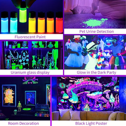 USB UV Black-Light Bar Set with Inline Switches, Mounting Hardware and 2-, 4-, 10-, 12- or 14-Pack Options