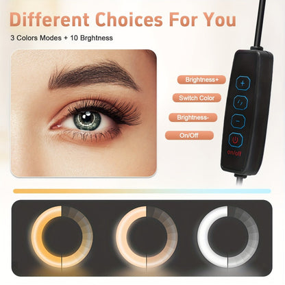 Dimmable 10 Inch Ring Light with 43"/63" Extendable Tripod & Phone Holder – RGB & Standard LED Circle Light for Selfie, Makeup, YouTube, Vlogging & Live Streaming