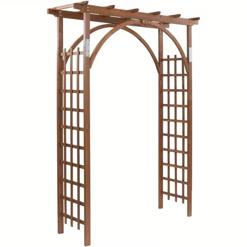 85" Brown Wooden Wedding Arch - Garden Arbor for Ceremonies, Plant Trellis, Backyard Pergola, And Christmas Decoration