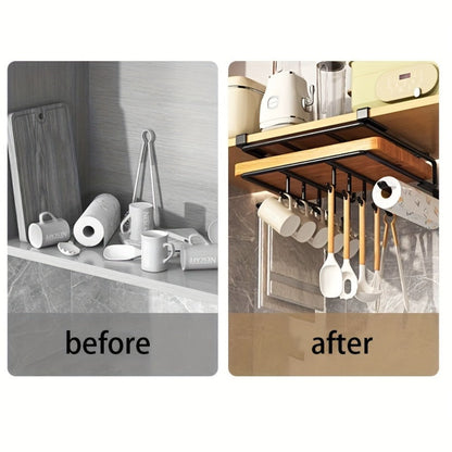 Cutting Board Hook Rack Kitchen Organizer Carbon Steel Cabinet-Door or Wall-Mount Storage in Black