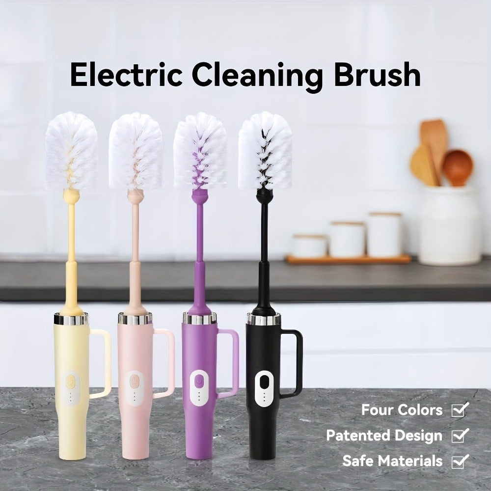 Electric Cup Scrubber Bottle Brush Cleaner – 2-Speed IPX6 Waterproof, Type-C Rechargeable, Deep Cleans 40oz Mugs, Tumblers & Hydration Bottles, Long Straw Brush Included, Wall Mount Storage, Kitchen Cleaning Tool
