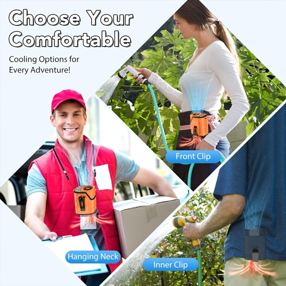 Portable Fan, 3600mAh Three-in-One Waist Clip Model with Adjustable Speeds, LED Flashlight and Digital Display