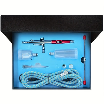 Airbrush Kit Dual-Action Gravity Feed — 0.3mm & 0.5mm Needle Sets, 7cc 20cc 40cc Cups, Complete Air Brush Gun Set for Nails, Makeup, Cake Decorating, Tattoo & Model Painting
