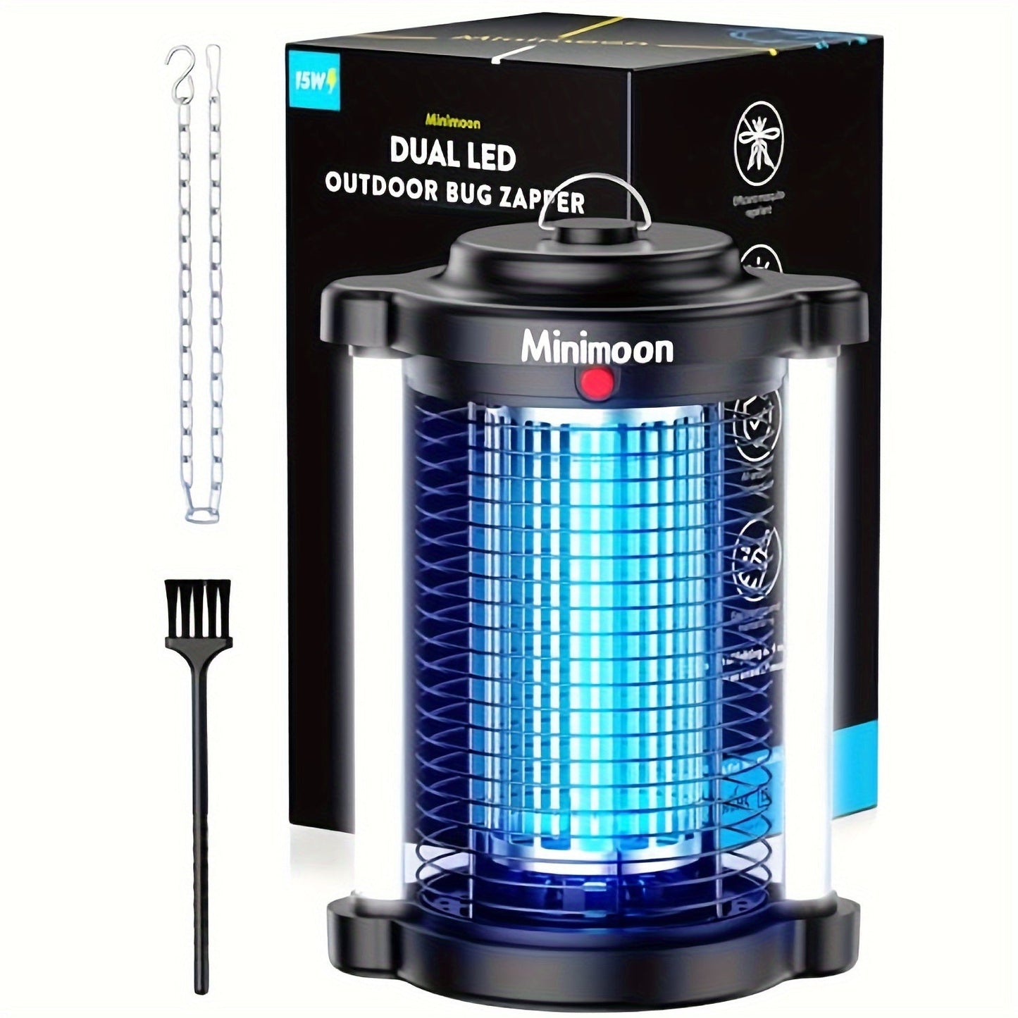 Pest Control Mininoon Electric Light-Grid Device with Dual LED Layout, 15W Marking and Hanging Chain