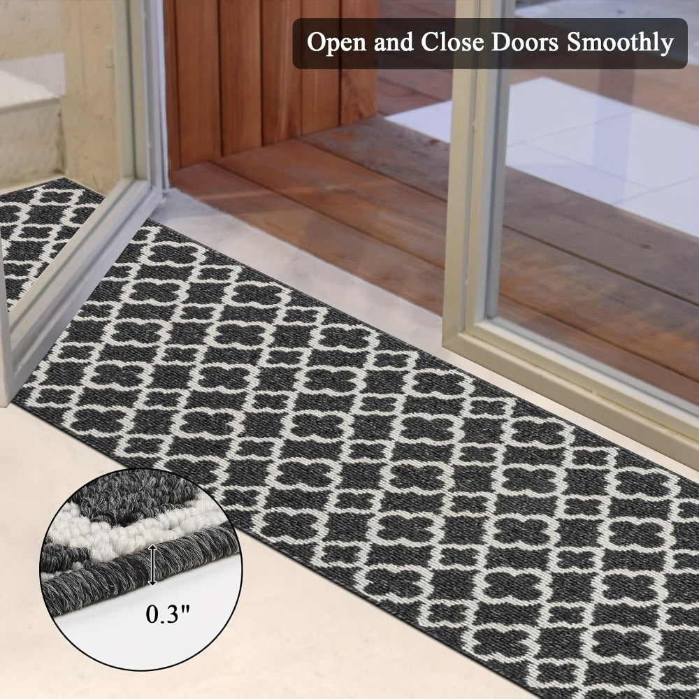 Moroccan Trellis Hallway Runner in Black or Gray with 2 × 6, 2 × 8 and 2 × 10 ft Size Options