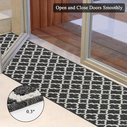 Moroccan Trellis Hallway Runner in Black or Gray with 2 × 6, 2 × 8 and 2 × 10 ft Size Options