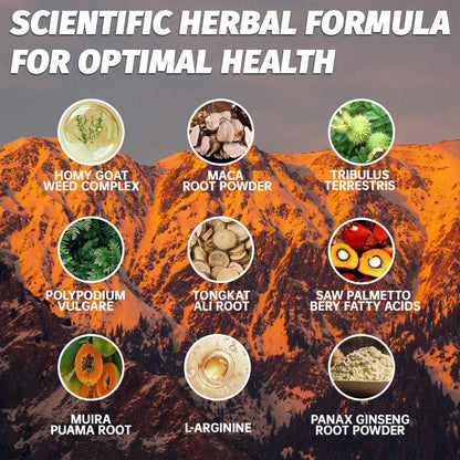 Horny Goat Weed Complex with Tongkat Ali, Ginseng & Premium Herbal Blend - Men's Vitality & Energy Support Supplement - 2 Pack Value Bundle