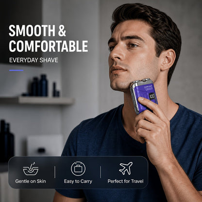 Electric Shaver Mini Dual-Head Rotary Razor with USB Charging, One-Button Control and Eleven Style Options