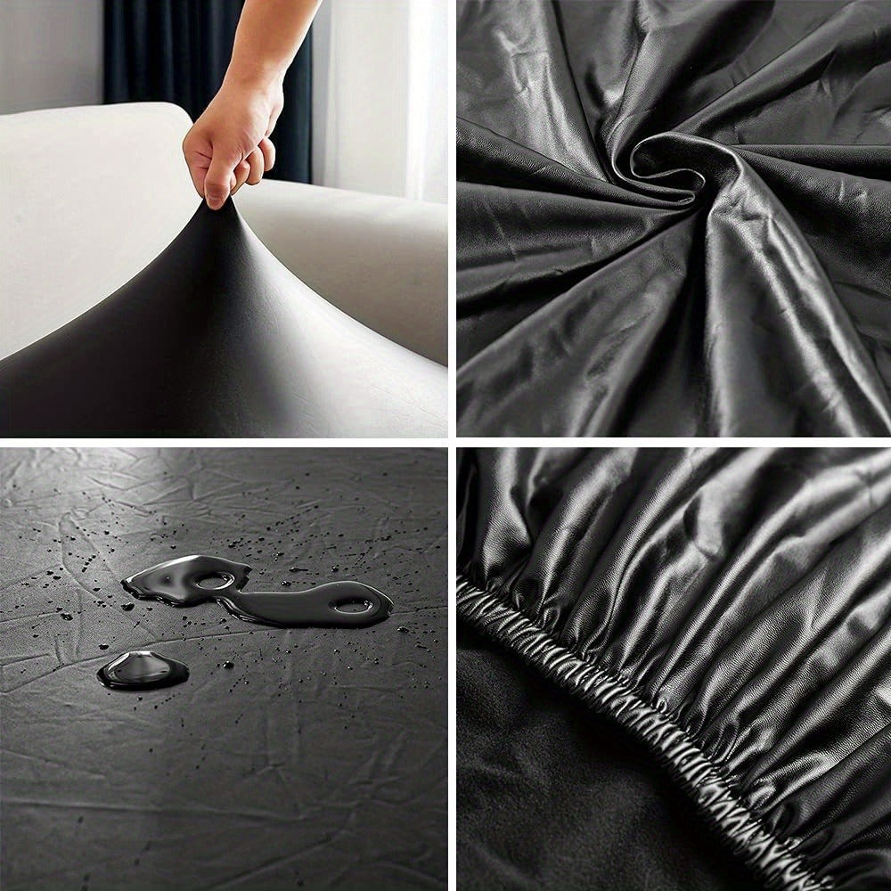 Chair Cover Set of 4 or 6 Stretch PU Leather Dining Slipcovers in Nine Available Color Choices