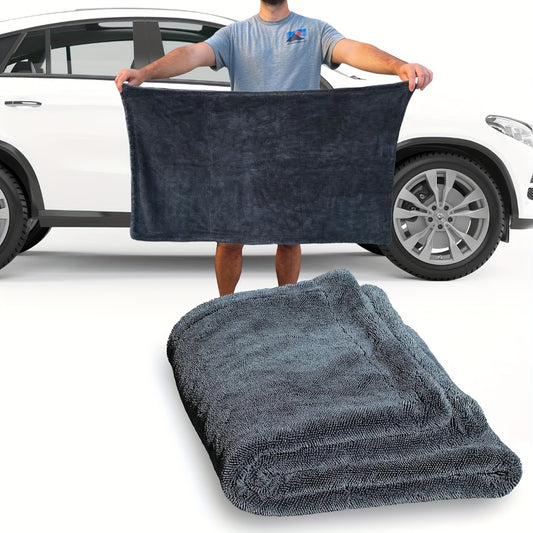 Microfiber Car Drying Towel 1300GSM – Edgeless Streak-Free Quick-Dry Detailing Towel, High Absorbency, XL Size 24x16" & 24x36" for Car Washing & Detailing