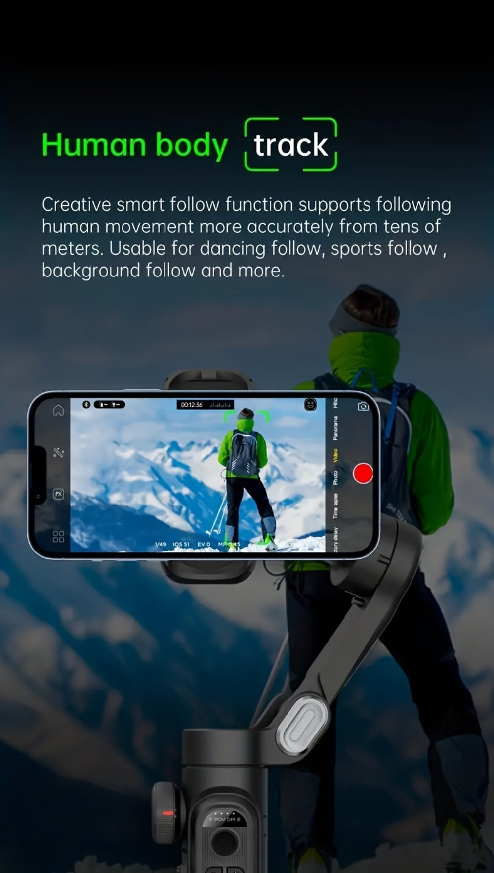 AOCHUAN Foldable 3-Axis Gimbal Stabilizer with Extendable Pole & Panoramic Gesture Control – AI Face Tracking Phone Gimbal, Magnetic Wireless Remote, 360° Rotation for Vlogging, Live Streaming & Travel