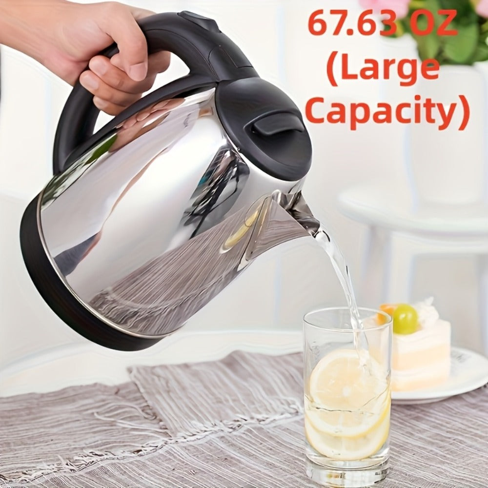 Electric Kettle 2L Stainless Steel Double-Wall Design with LED Indicator, Auto Shut-Off and 360-Degree Base
