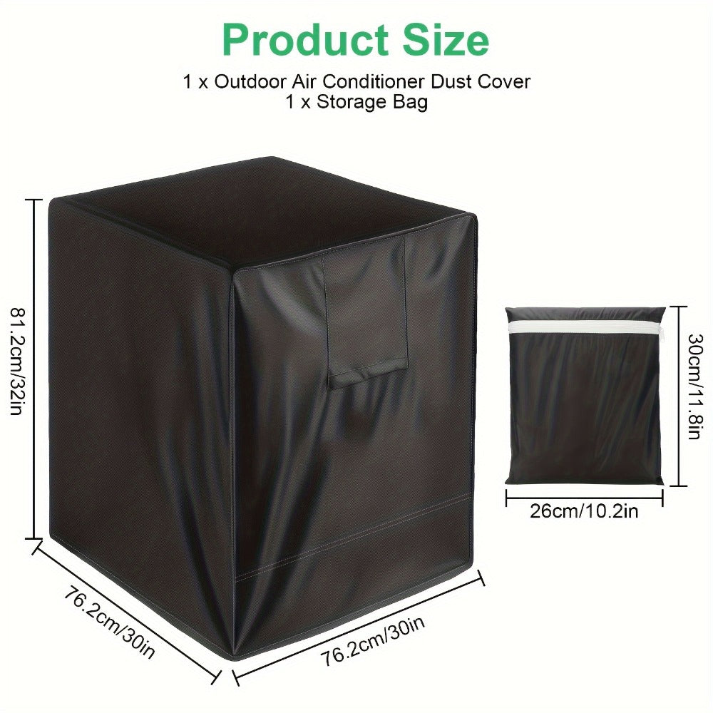 Outdoor AC Unit Cover 30x30x32 Inch Waterproof | Air Conditioner Protector with Drawstring Closure for Condenser & HVAC – All-Weather UV & Rain Shield, 210D Oxford Cloth, Black