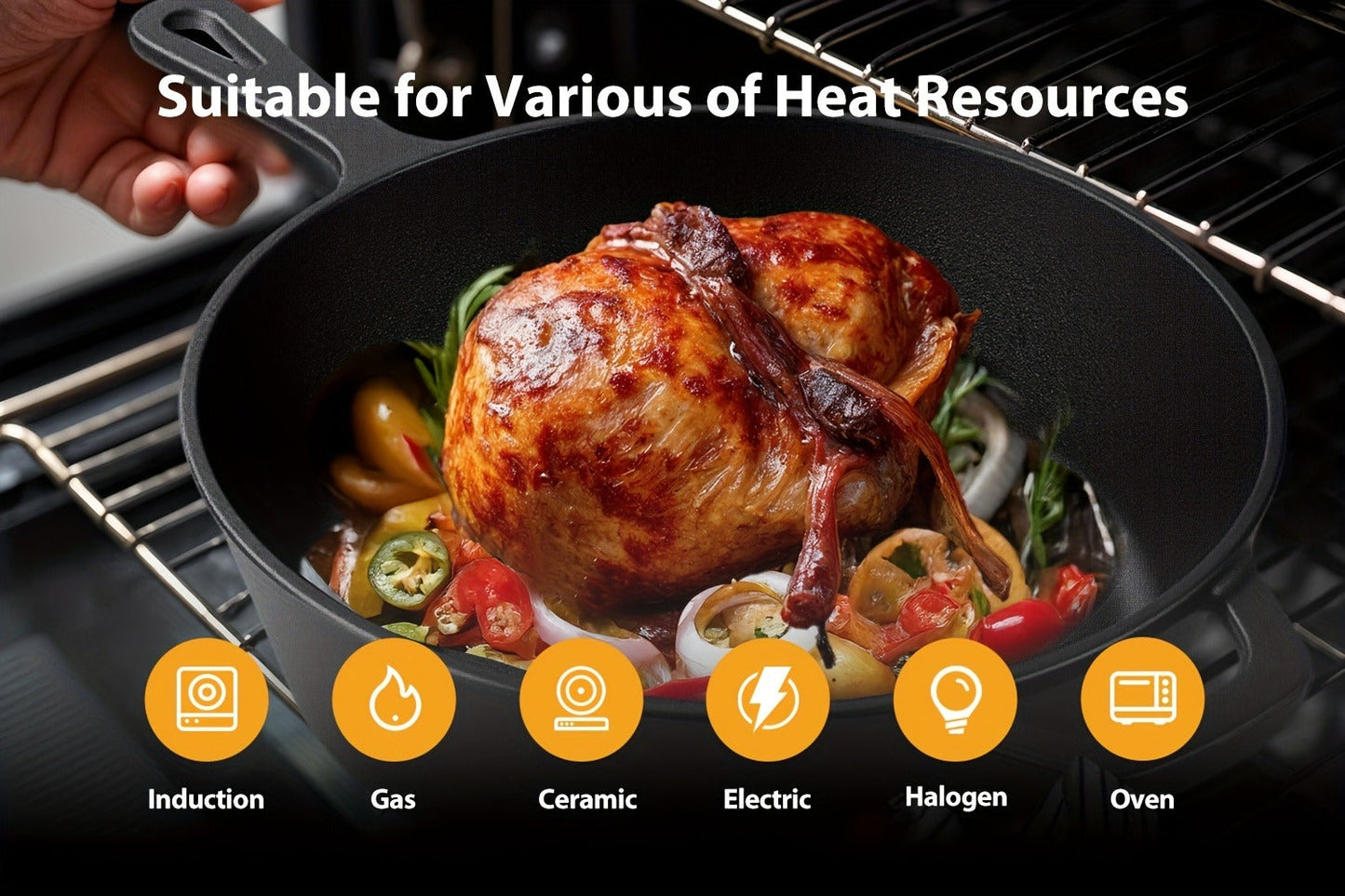 Cast Iron Dutch Oven & Frying Pan Set – Pre-Seasoned 2-in-1 Cookware, Deep Pan + Skillet for Stovetop, Induction, Oven, BBQ & Outdoor Cooking, Multi-Purpose Pots and Pans Set