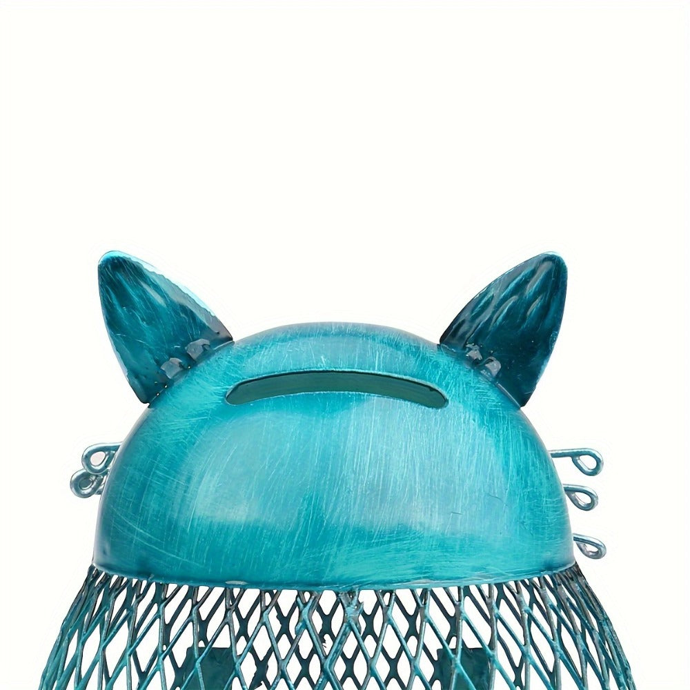 Decorative Open-Mesh Cat-Shaped Coin Bank with Removable Bottom Plug and One- or Two-Piece Options